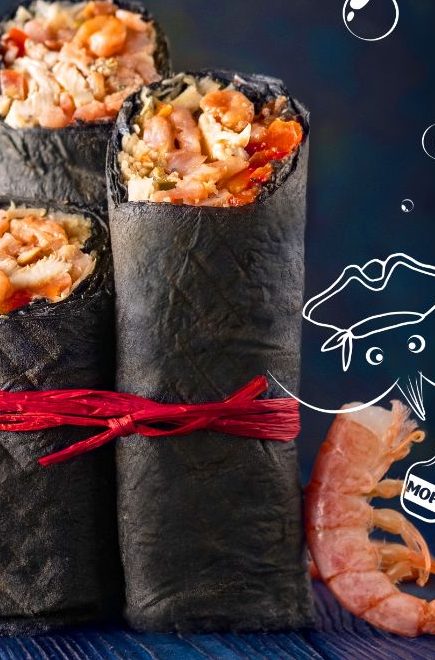 Чёрный донер с морепродуктами